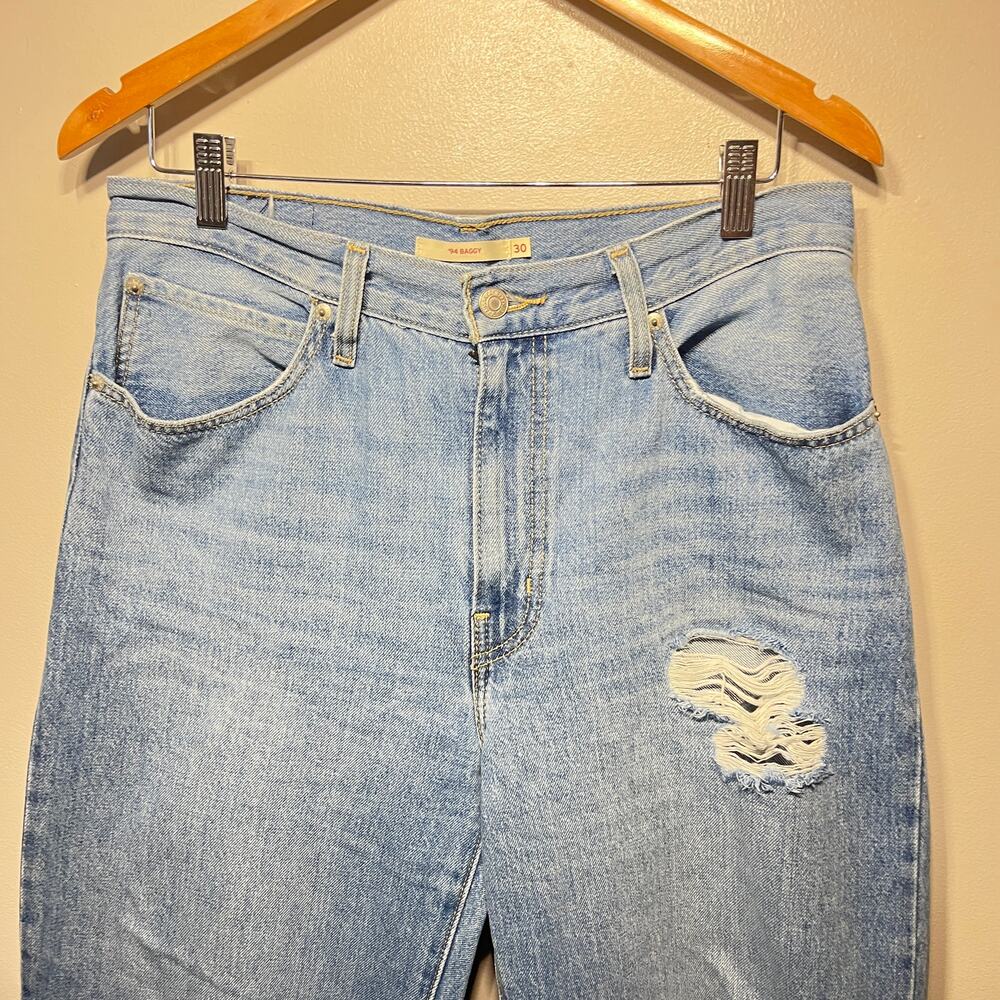 Levi's Jeans 94 Baggy Distressed Medium Wash Denim High Waisted Grunge School 30 - Picture 2 of 6